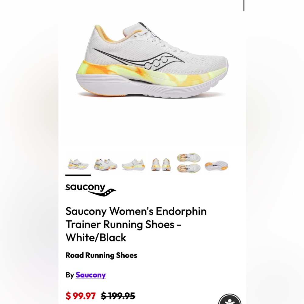 Saucony Endorphin White and Orange Running Sneakers - Picture 16 of 16